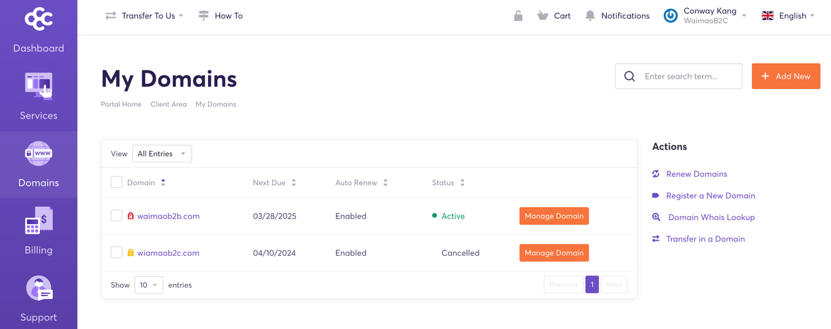 图片[1]-ChemiCloud 网站后台 Domains 功能简介 | 歪猫跨境 | WaimaoB2C-歪猫跨境 | WaimaoB2C