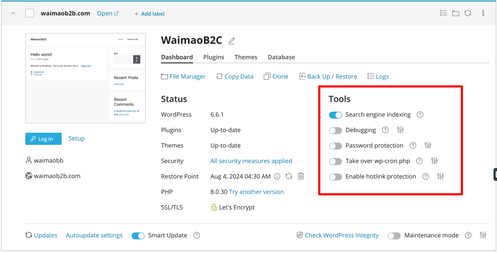 图片[33]-使用 WP Toolkit 管理 WordPress 站点 | 歪猫跨境 | WaimaoB2C-歪猫跨境 | WaimaoB2C
