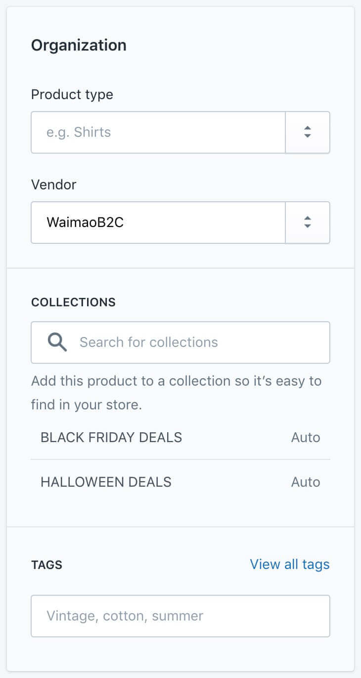 Shopify产品分类Tag标签