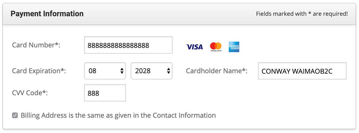 注册Siteground账户提交信用卡付款信息