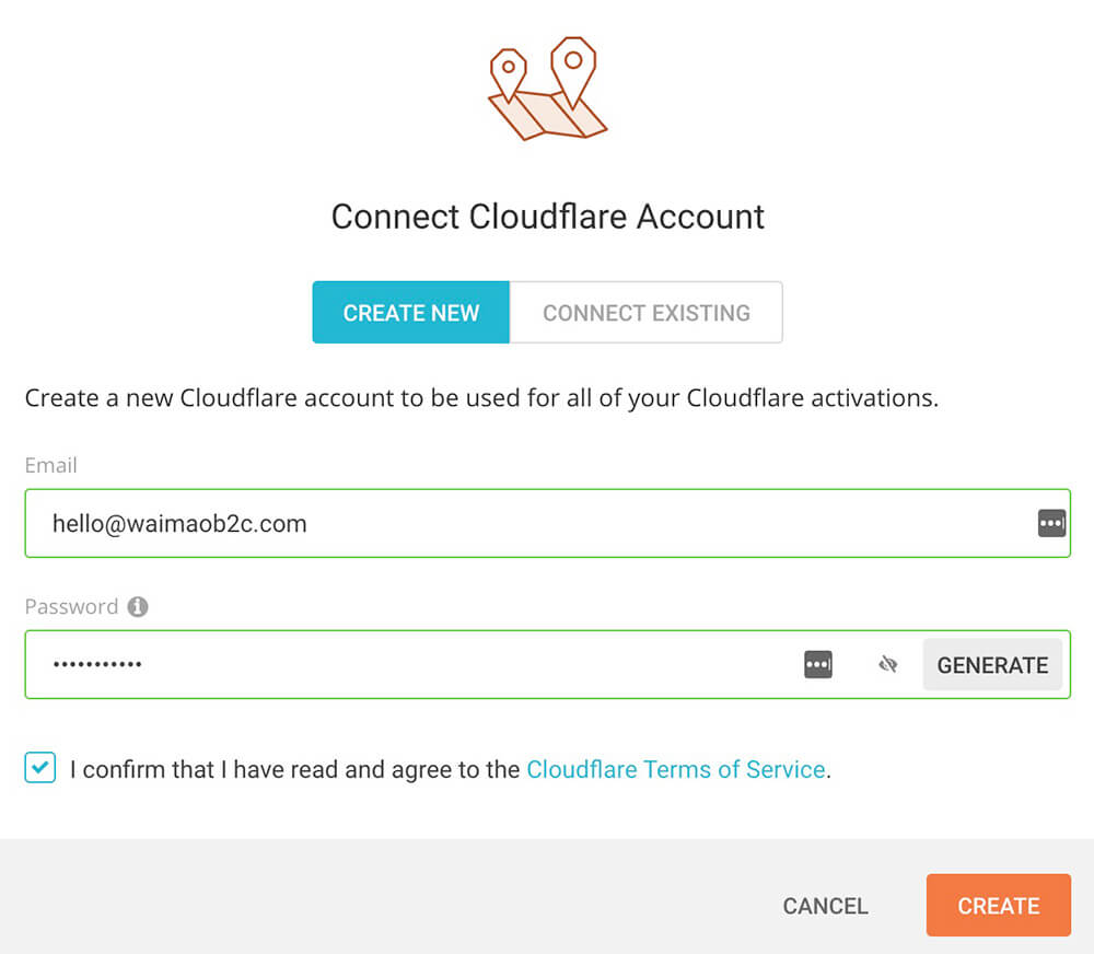 创建Cloudflare新账户或者绑定已有账户
