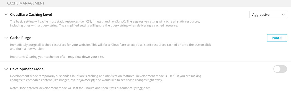 Cloudflare 缓存管理设置