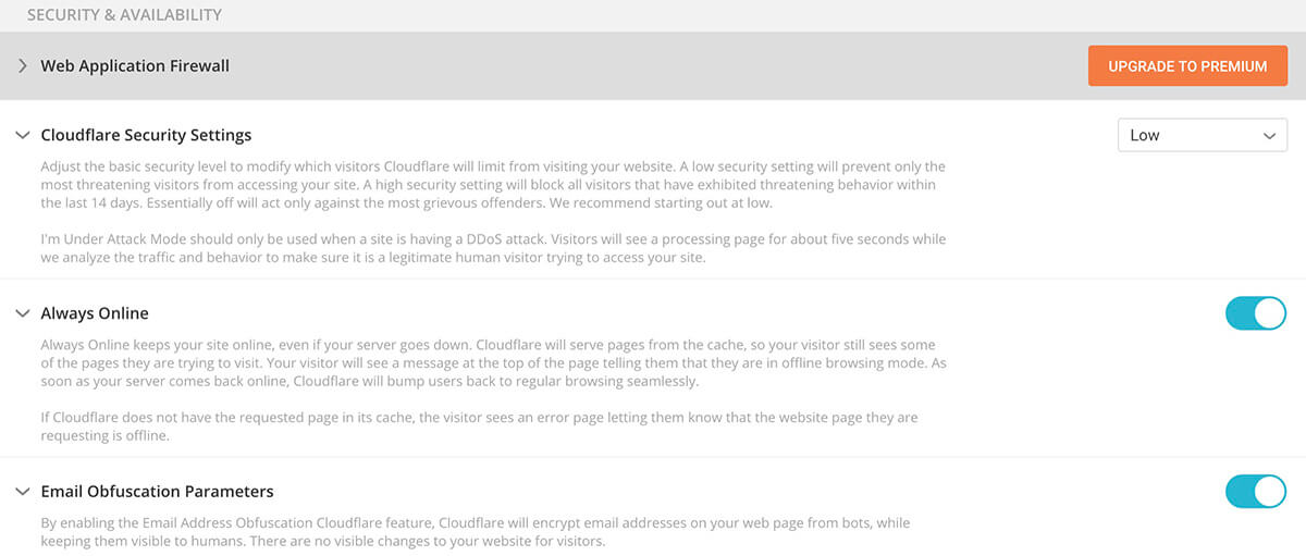 Cloudflare 网站安全设置